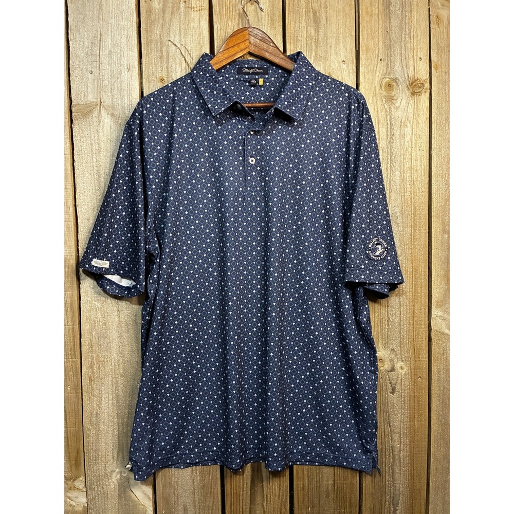 Straight Down Golf Polo Mens XXL Navy Blue Walnut Creek Country Club UPF 50 Suit
